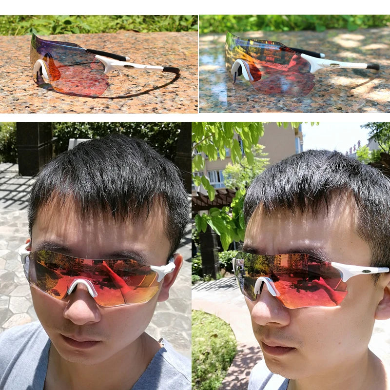 Photochromic Cycling Sunglasses TR90 Auto Lens MTB Road Bike Sports Eyewear