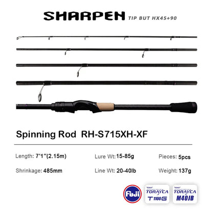 PURELURE SHARPEN Travel Rod XF/MF Action Spinning Casting Rod w/ FUJI Parts