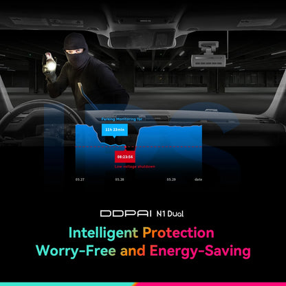 DDPAI N1 Dual Dash Cam 1296P Front & Rear NightVIS App Control