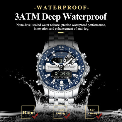 Stainless Steel Poedagar Men’s Waterproof Quartz Luminous Wristwatch Date