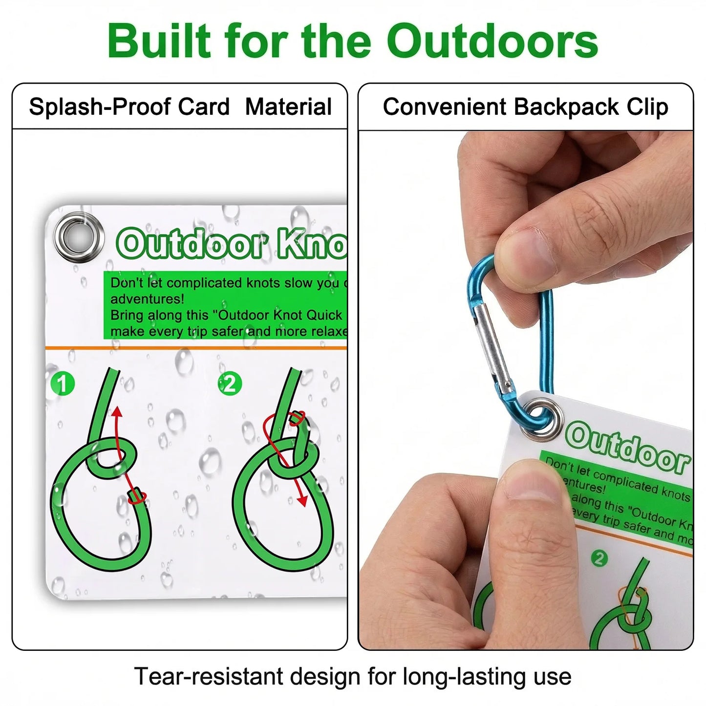 Includes 27 Rope Knot Cards Waterproof Tying Guide for Rock Climbing