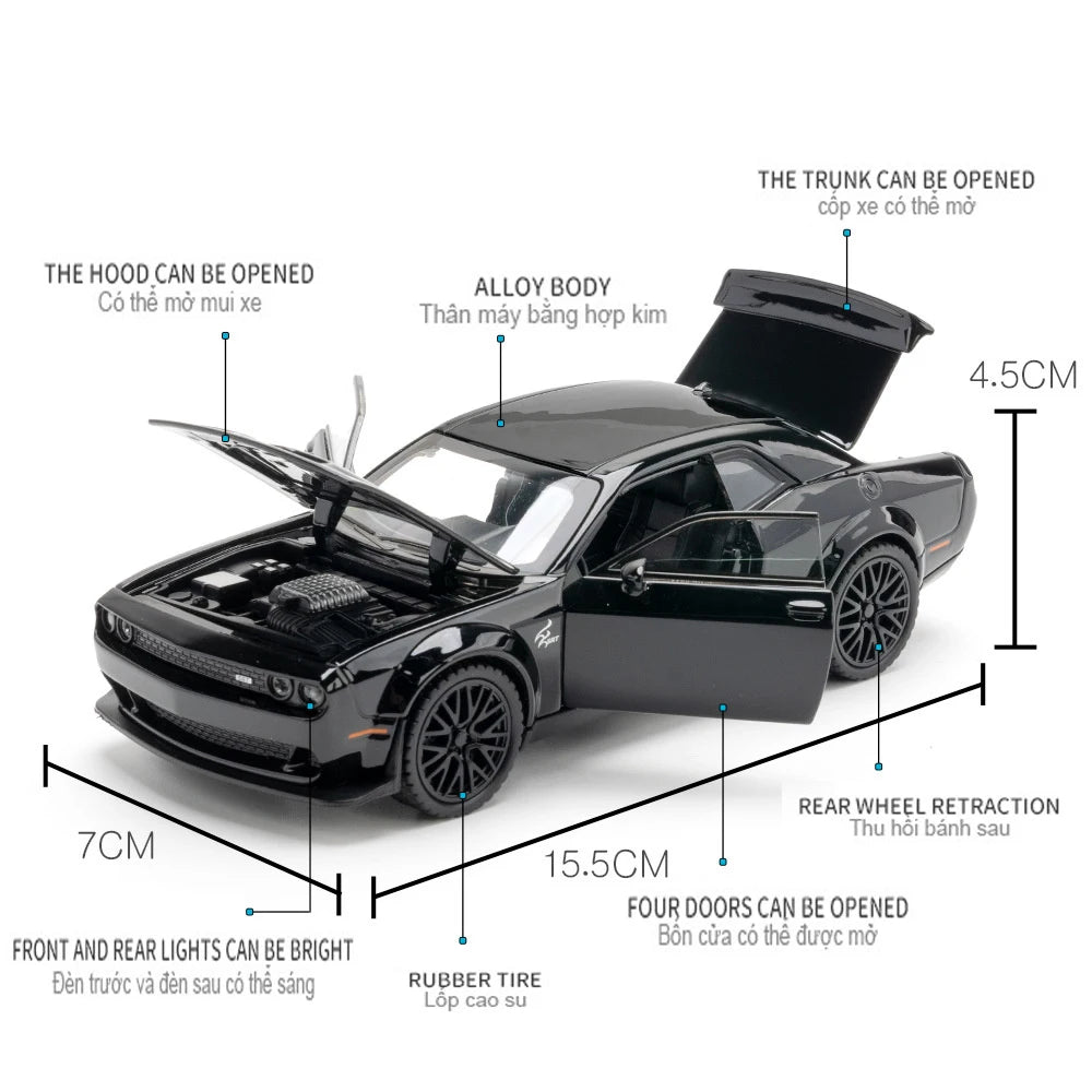 1:32 Simulation Dodge Challenger Helicat SRT Red Eye Alloy Cars Toy Diecasts Vehicles Metal Model Car Decoration Kids Gift Boy-EXPROTAS