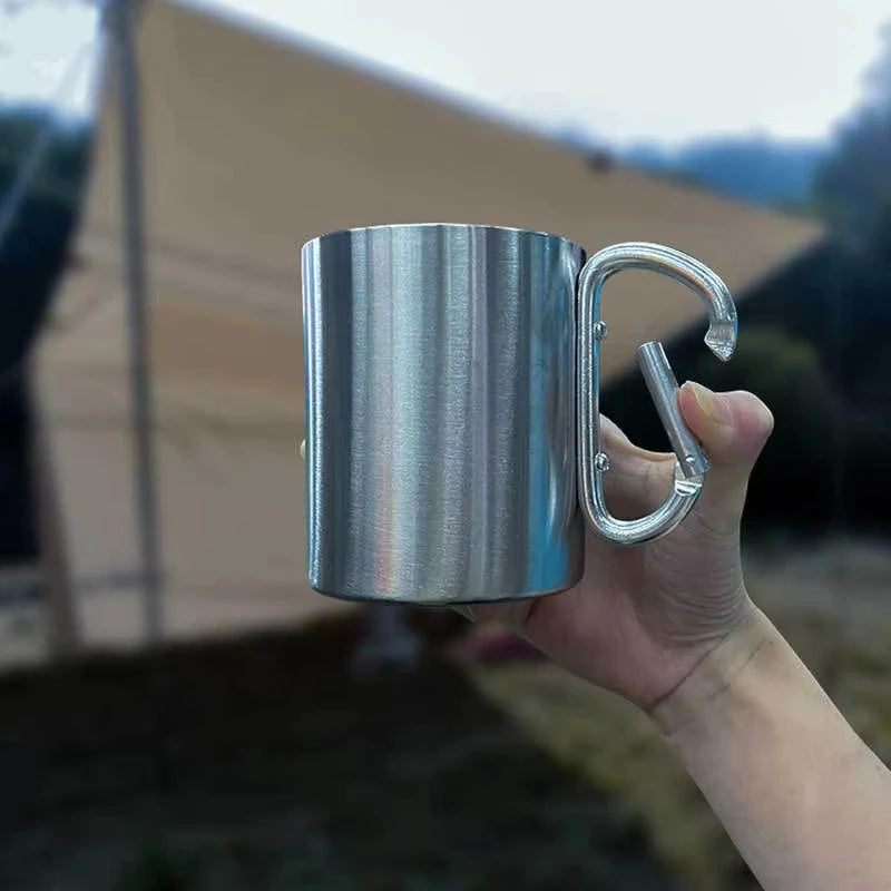 Outdoor Mountaineering Button Portable Stainless Steel Water Cup 1PC