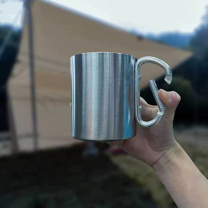 Outdoor Mountaineering Button Portable Stainless Steel Water Cup 1PC