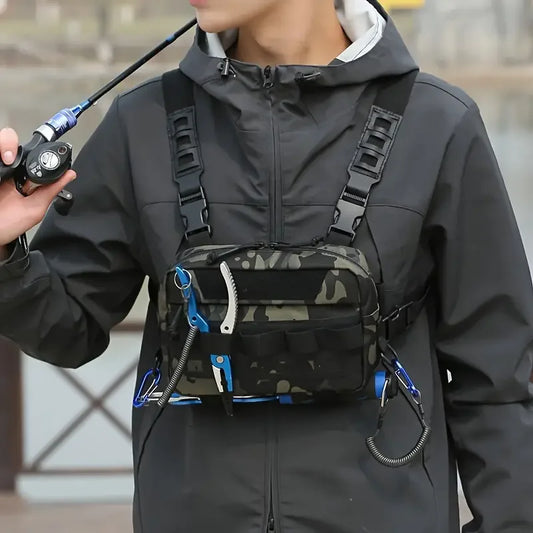 Fishing Vest Bag Men's Camo Fishing Lures Utility Tackle Chest Bags Waist Pack Outdoor Mountaineering Camping Hiking EDC Hunting-EXPROTAS