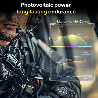 NORTH EDGE BLAZE Men's Solar Quartz Watch, 316L SS Case, Pilot Sports, 50M Waterproof