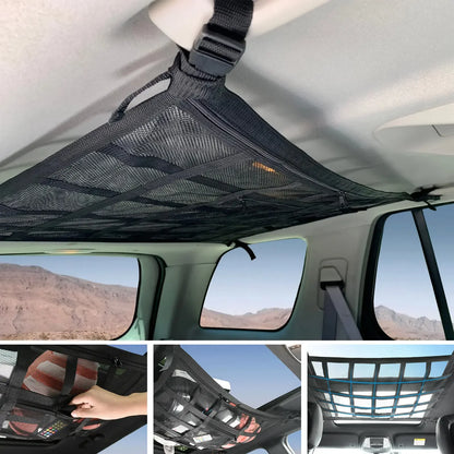 Cargo Net 90x65CM Ceiling Organizer for SUV Van Camping - 25kg Capacity
