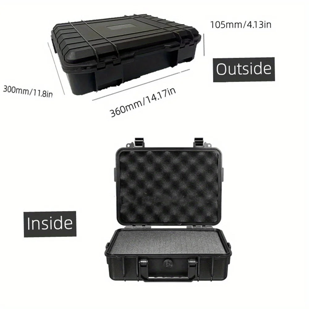 1pc Waterproof Hard Carry Tool Case w/ Pre-Cut Sponge, Impact-Resistant Storage Box
