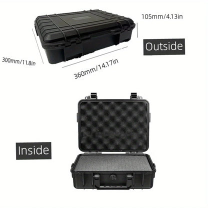 1pc Waterproof Hard Carry Tool Case w/ Pre-Cut Sponge, Impact-Resistant Storage Box