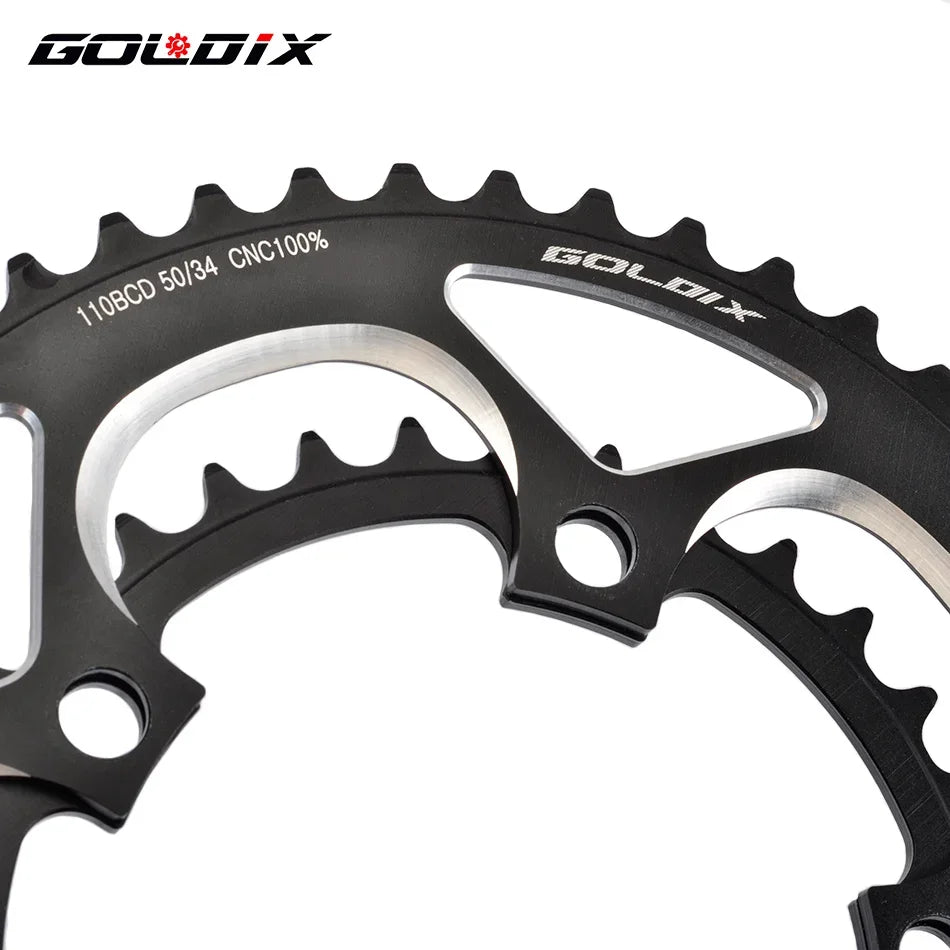 GOLDIX 110BCD Double Chainring 50-34T for Road Bike Crankset, 9/10/11 Speed Folding Bike