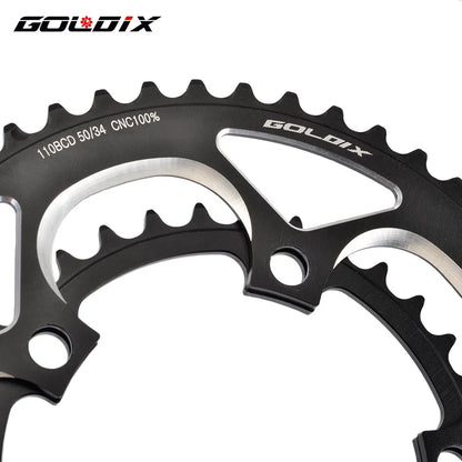 GOLDIX 110BCD Double Chainring 50-34T for Road Bike Crankset, 9/10/11 Speed Folding Bike