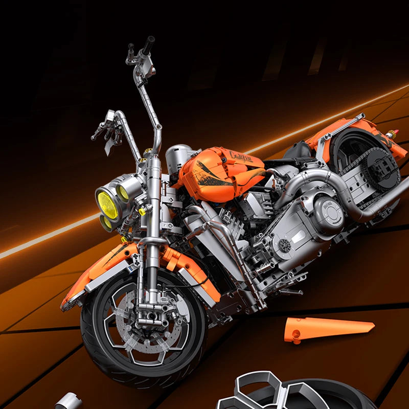 1:5 Classic Cruiser Motorcycle Building Blocks 2392pcs DIY Engineering Model Toy Gift