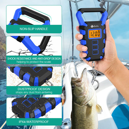 50Kg Digital Hanging Scale w/ Hook & Ruler Portable Luggage Fish Weigh