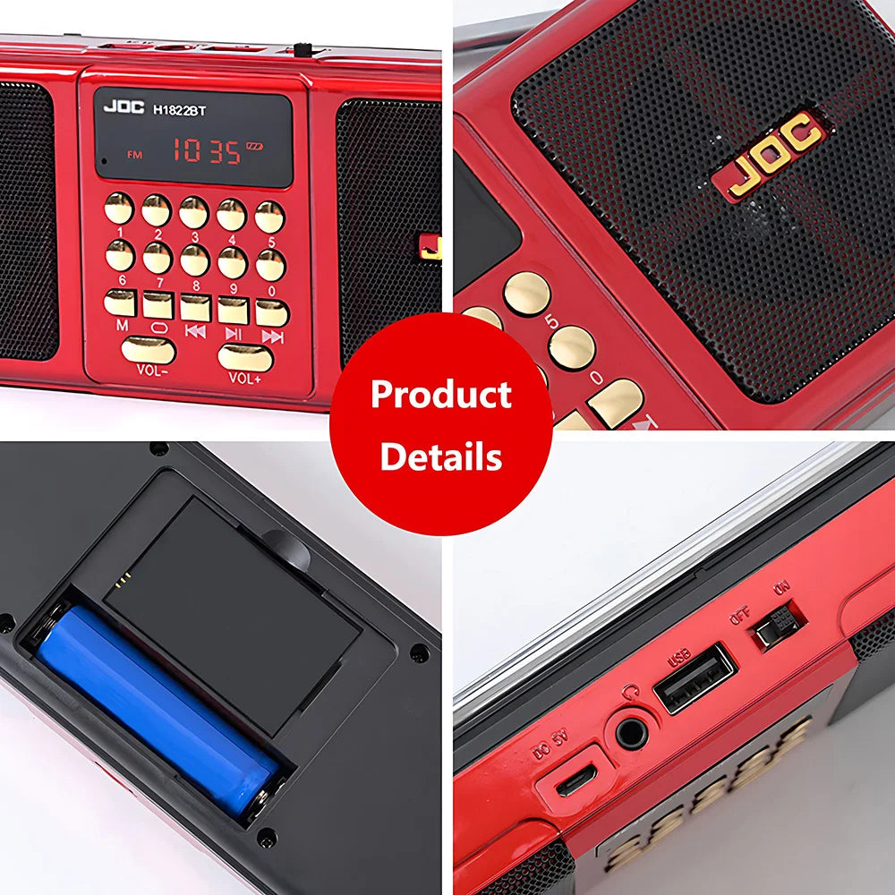 Portable FM Radio Speaker Bluetooth MP3 Player USB Rechargeable Digital