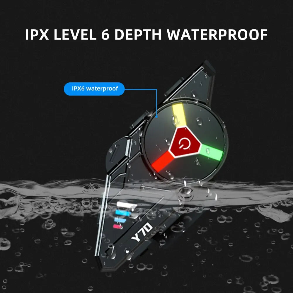 Motorcycle Helmet Bluetooth Headset V5.3 with RGB Lights IPX6 Dual Phone Pairing
