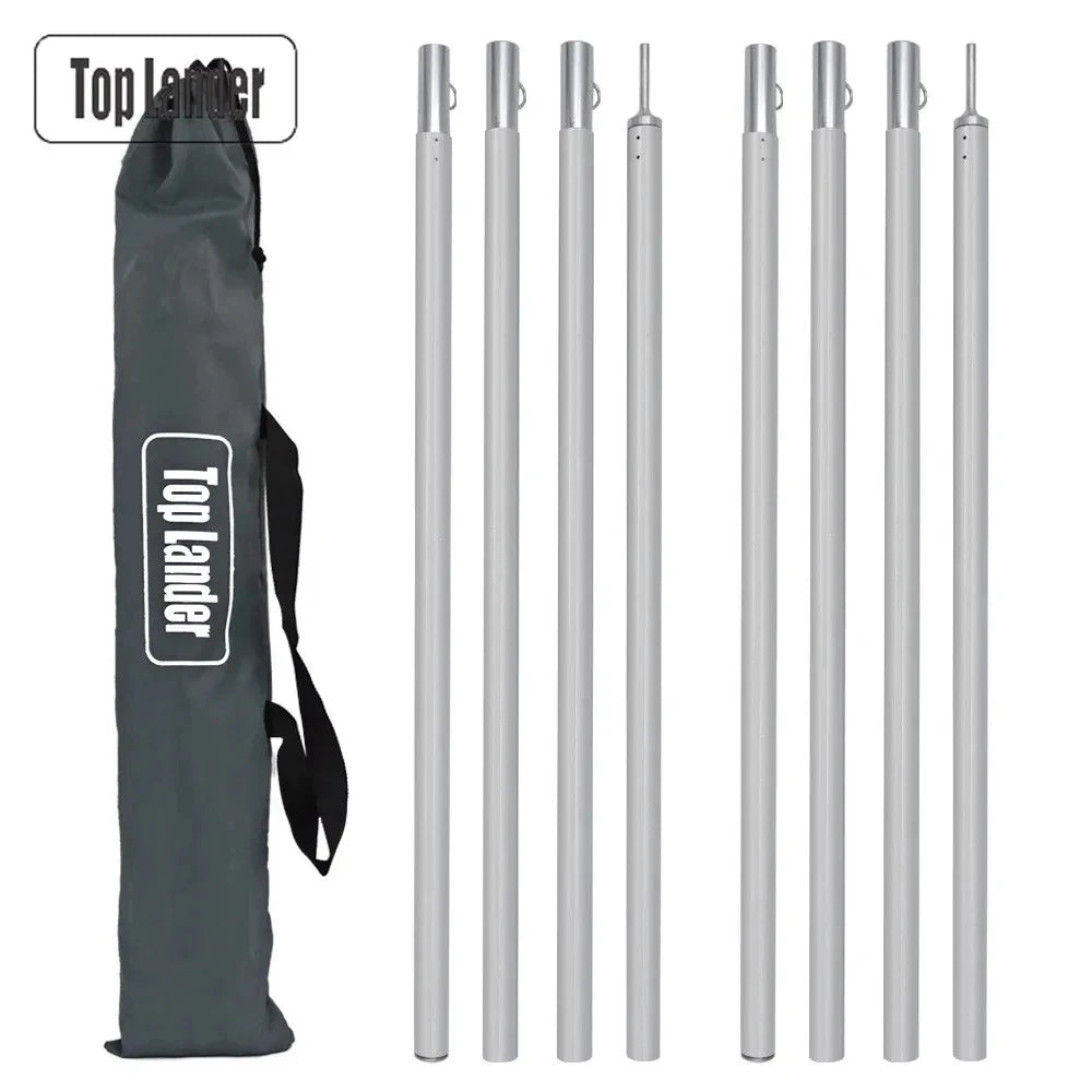 2M Adjustable Tarp Poles Aluminum Tent Awning Camping Canopy Support Rods