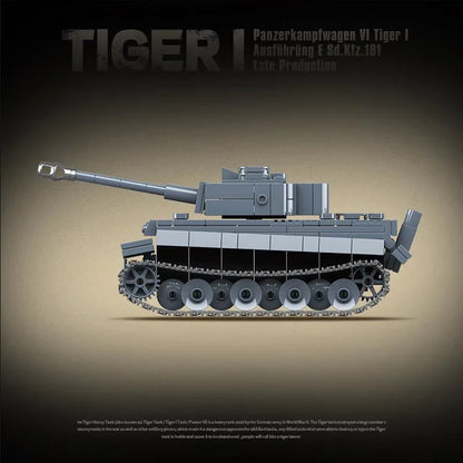 WW2 German Tiger I Tank Building Blocks Military Toy Set for Kids