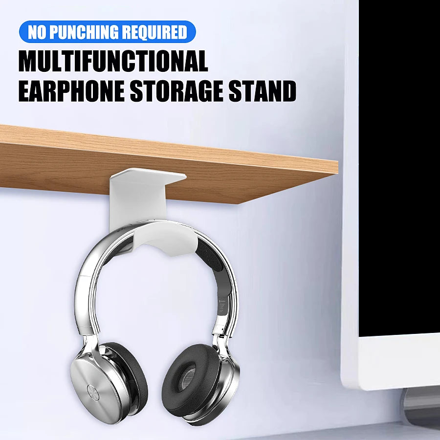 Universal Headphone Stand Wall Mount Holder Adhesive Under Desk Hanger