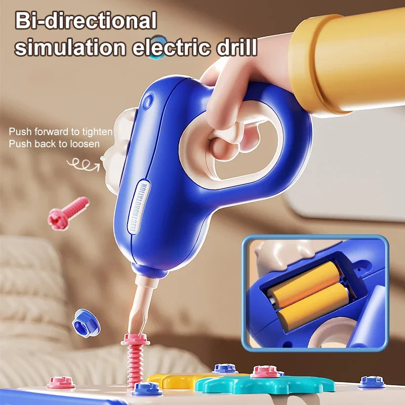 Toolbox Simulation Drill Assembly Toy for Children Home Play