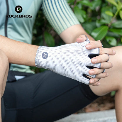 ROCKBROS Half Finger Cycling Gloves Anti-Slip Shock-Absorbing Breathable Summer Gym Gloves