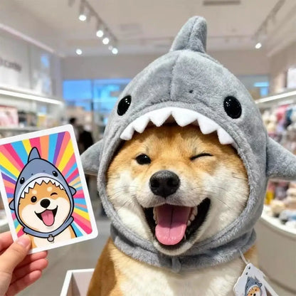 Dress Up Adjustable Cat Shark Headdress Plush Warm Cute Photo Props