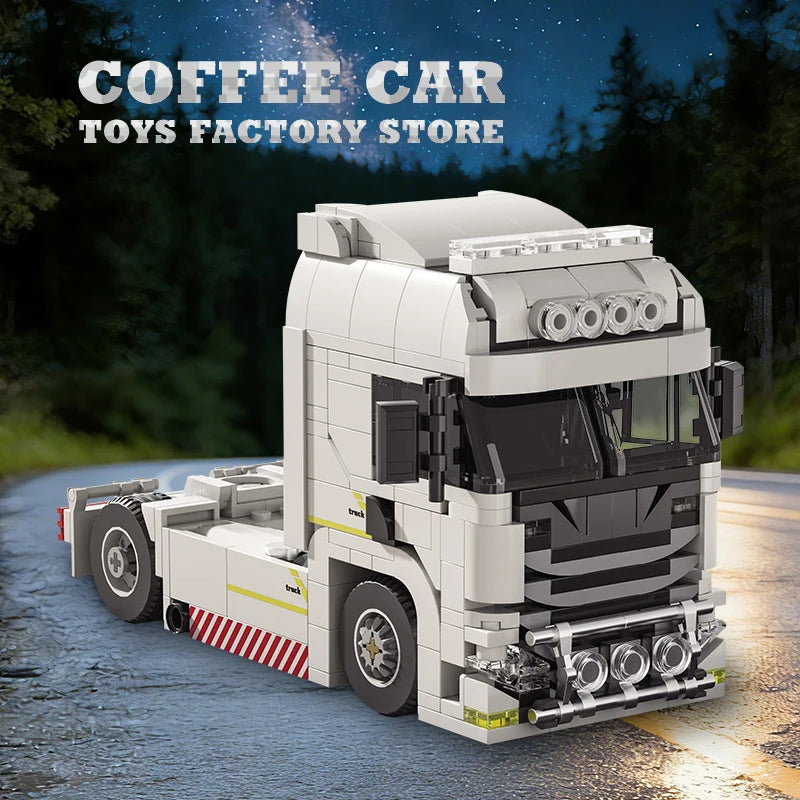 MOC Truck Head Container Trailer Building Blocks City Shipping Vehicle Toy Set