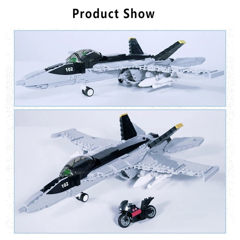 F/A-18E Fighter Jet Building Blocks Modern Military Aircraft Brick Toy Set