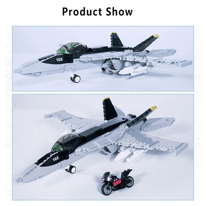 F/A-18E Fighter Jet Building Blocks Modern Military Aircraft Brick Toy Set