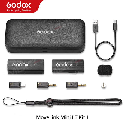 Godox MoveLink Mini LT UC 2.4GHz Wireless Lavalier Microphone Kit for iPhone Type-C Smartphones DSLR Cameras