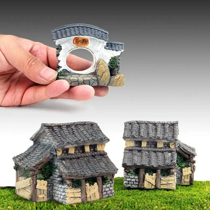 1PCS Mini House Model Resin Ornament for Garden Landscaping Decor