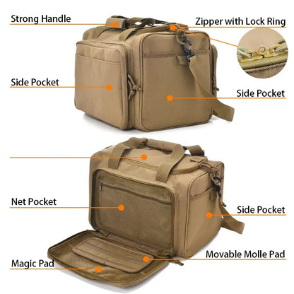 Gun Range Storage Bag Molle System Outdoor Hunting Accessory Nylon Gun Tactical Case Bags Pistol Tool Shoulder Pack Sniper Black-EXPROTAS