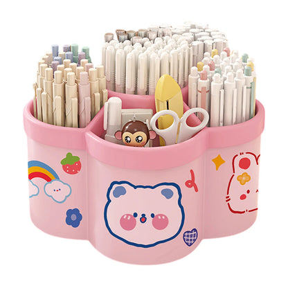 Rotating Pen Holder Large Capacity Desk Organizer Storage Box for Brushes