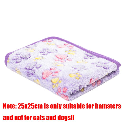 Pet Mat Warm Soft Fleece Blanket for Dog Cat Paw Print Bed