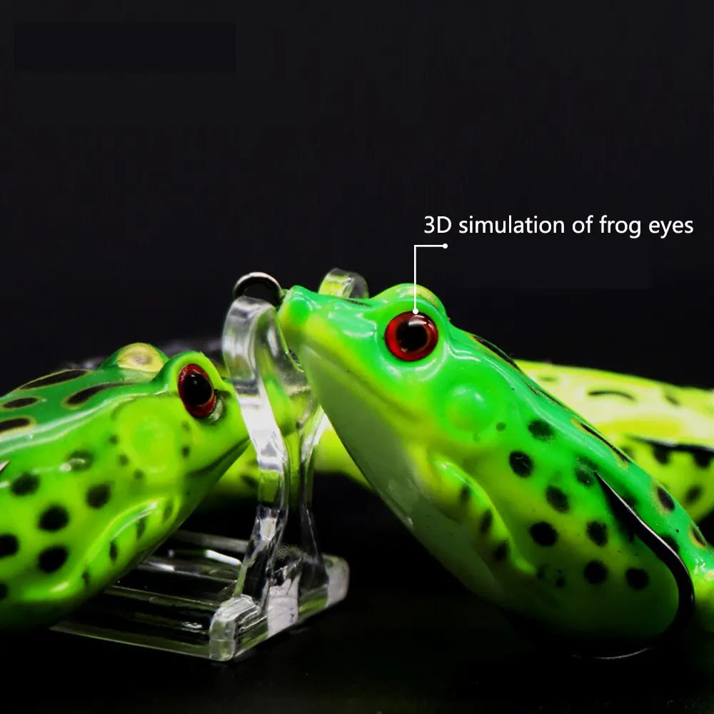 2Pcs Frog Lures Fishing Hook Soft Tube Baits Plastic Top Water Bait