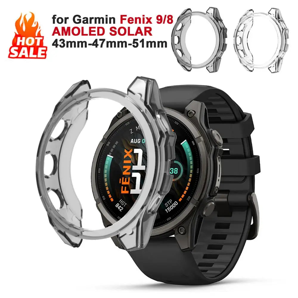 Protective Case for Garmin Fenix 9 51mm 47mm 43mm TPU Bumper Cover