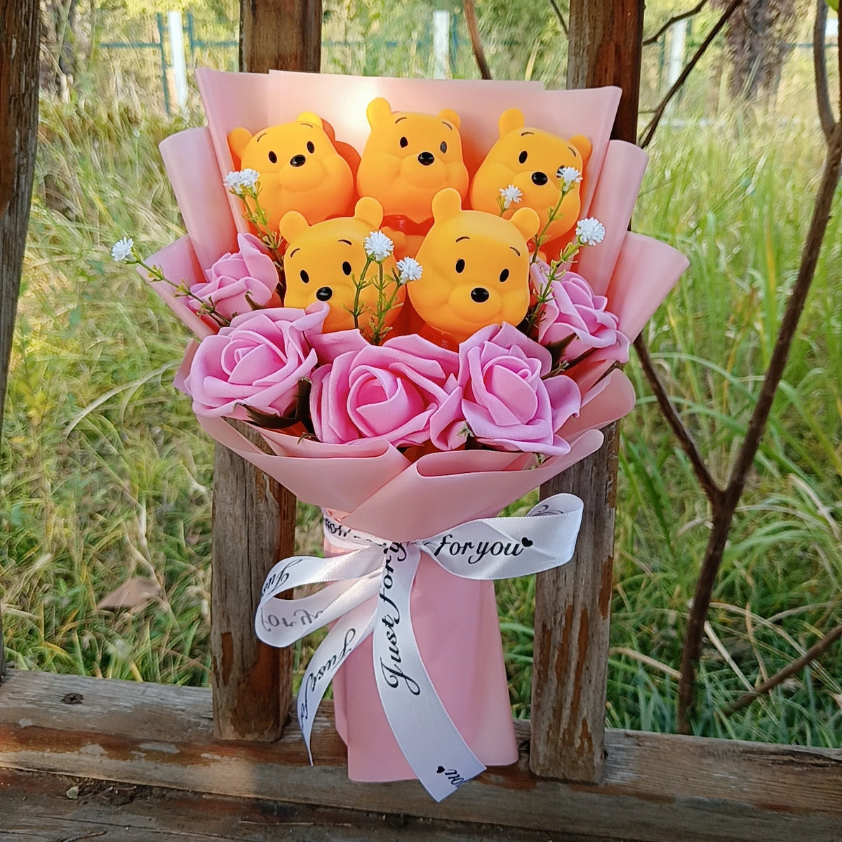Pooh Bear Bouquet Plush Doll for Wedding Graduation Birthday Christmas