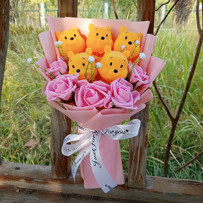 Pooh Bear Bouquet Plush Doll for Wedding Graduation Birthday Christmas