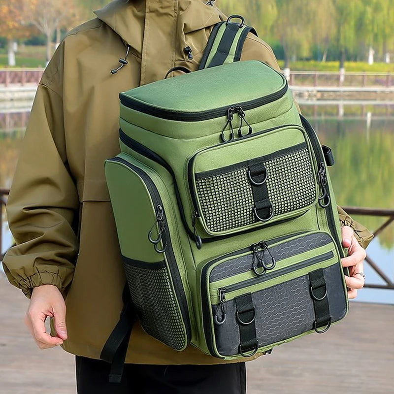 50L Fishing Bag with Rod Holders Chest Bag Fish Tackle Lure Organizer Storage Backpack Outdoor Camping Hiking Large Bagpack-EXPROTAS