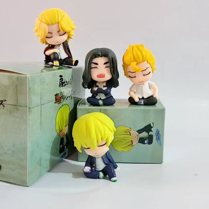 4pcs Anime Sleeping PVC Figure Set Cute Collectible Models