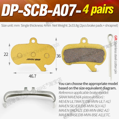 SRAM Maven Ultimate Silver Bronze Base Brake Pads JSHOUBIKE Semi-Metallic