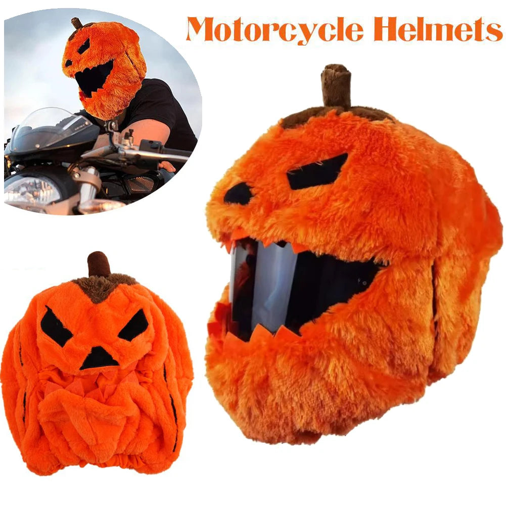 Fun Pumpkin Helmet Cover for Full-Face Motorcycle Helmets - One Size