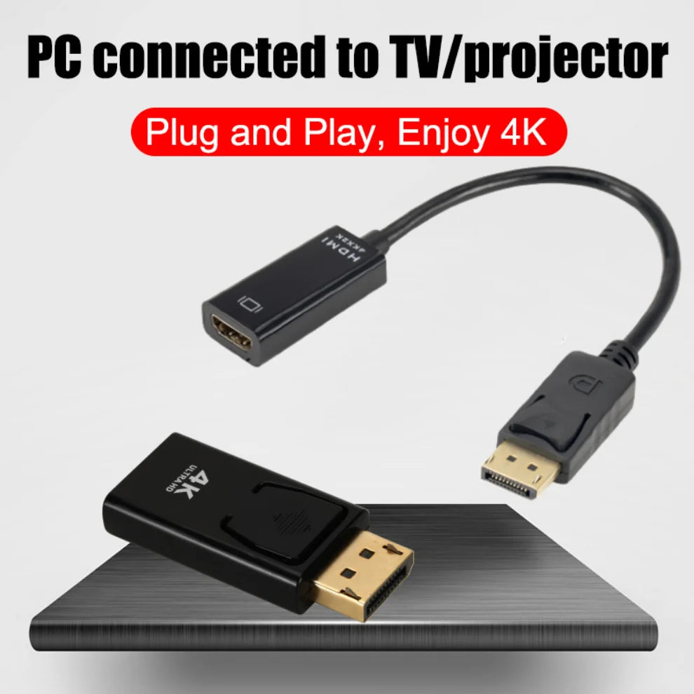 4K DisplayPort to HDMI Adapter DP Male to HDMI Female Video Converter