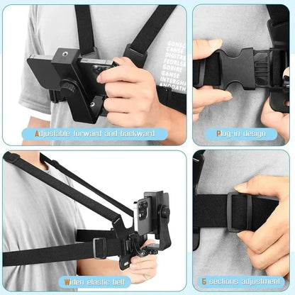 1PC Adjustable Phone Clip Holder Chest Strap Bracket for Sport Camera