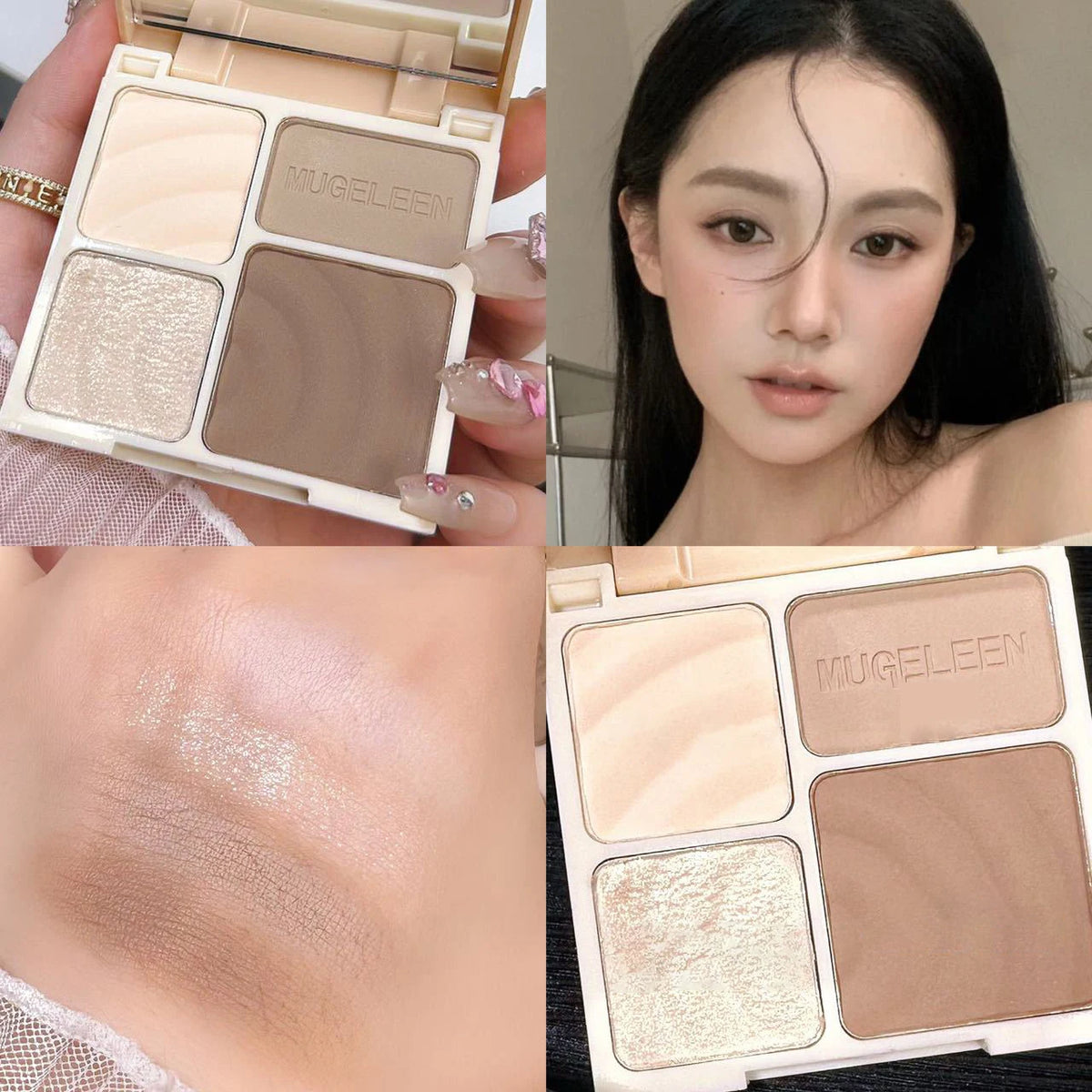 Highlighter Contour Bronzer Palette Makeup 4 Colors Matte Powder Face