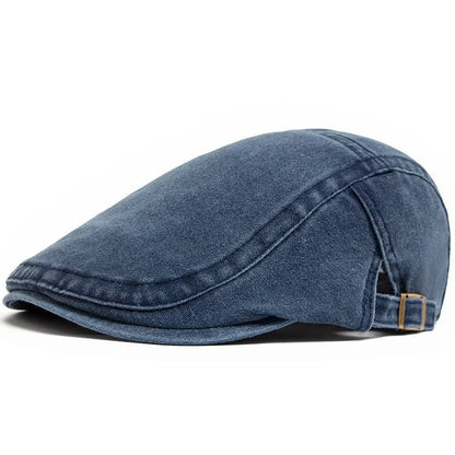 Men's Flat Cap Newsboy Gatsby Retro Driving Hat Washed Denim Outdoor
