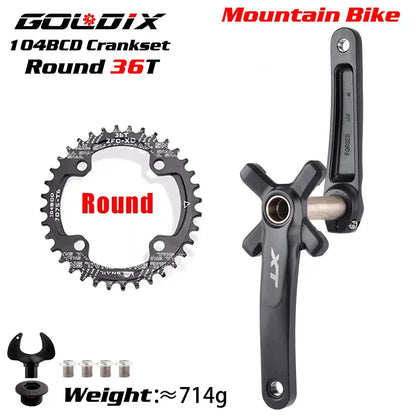GOLDIX MTB Crankset 104BCD Narrow Wide Chainring 170/175mm for Shimano SRAM