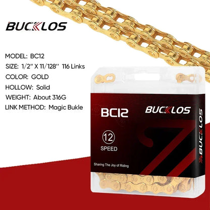 BUCKLOS 8-12 Speed Bike Chain MTB Road Bicycle Chain 116L Shimano SRAM