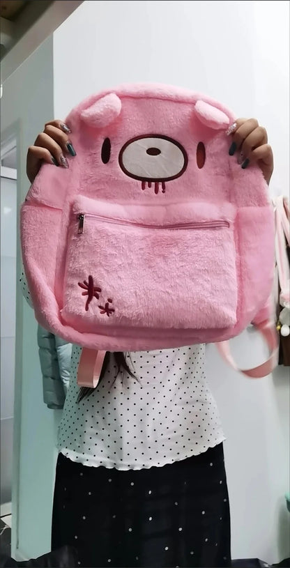 Pink Plush Bear Backpack Cute Doll Bag Kawaii Goth Punk Rucksack
