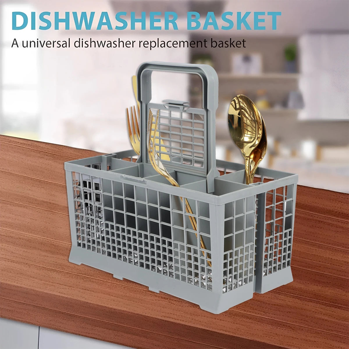 Foldable Cutlery Holder Dishwasher Basket Universal Utensil Storage Grey