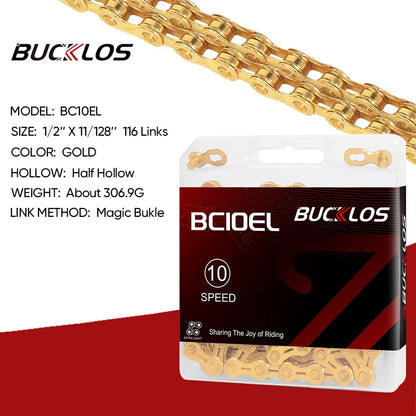 BUCKLOS 8-12 Speed Bike Chain MTB Road Bicycle Chain 116L Shimano SRAM
